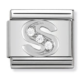 Nomination Composable Classic Link 330301/19 Letter S with CZ in 925 Silver